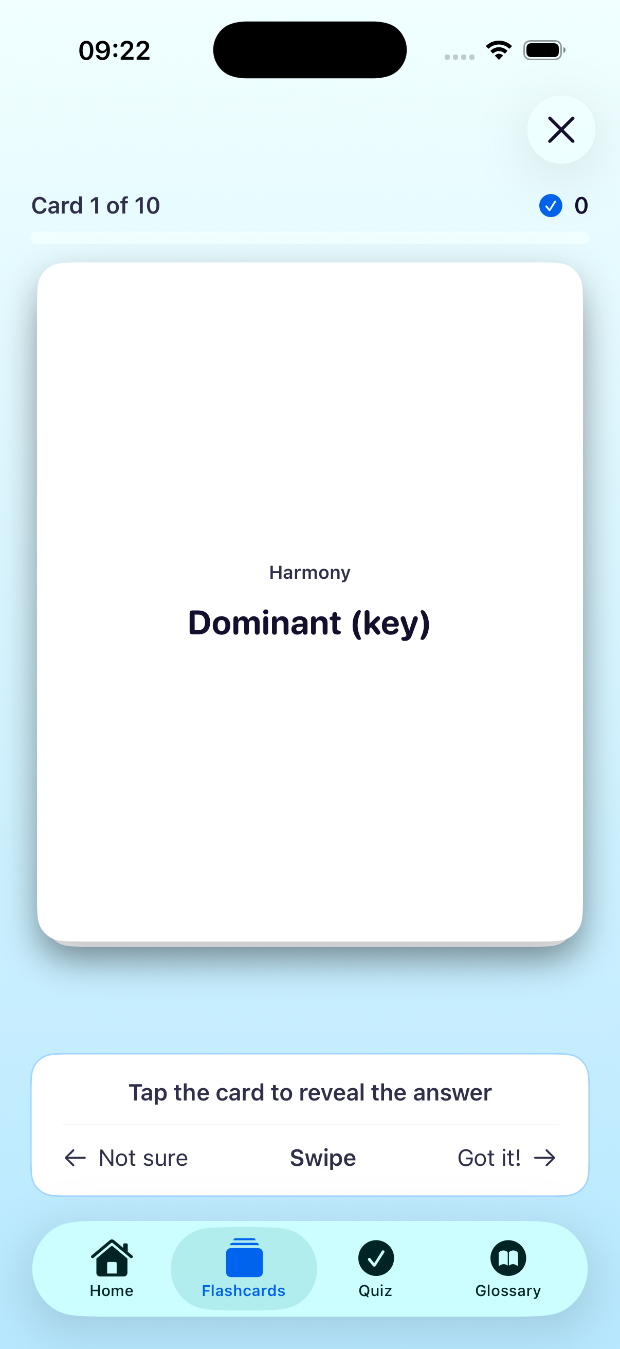 Flashcard in session
