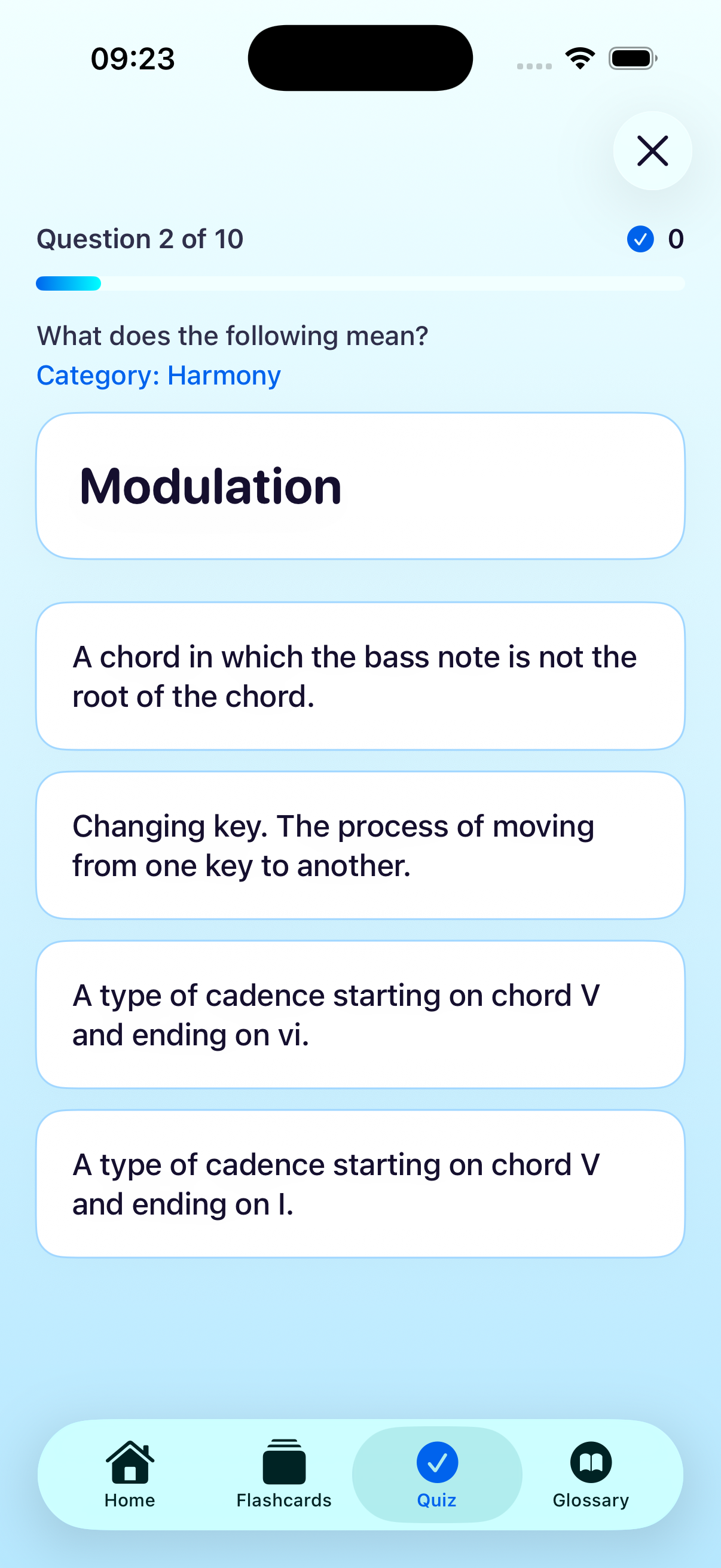 Quiz question — light mode